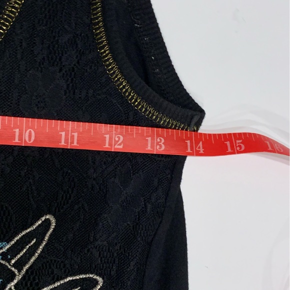 DESIGUAL Black Lace Colorful Flower Tank Top. Size Small - Picture 10 of 11